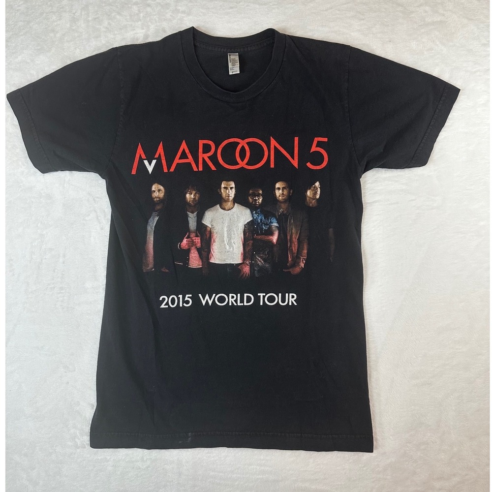 Maroon 5 2015 World Tour T-Shirt American Apparel Black size Small Mens Womens